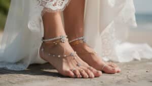 découvrez des idées élégantes de bijoux de pied pour mariage, parfaits pour sublimer les pieds nus de la mariée avec délicatesse et style.