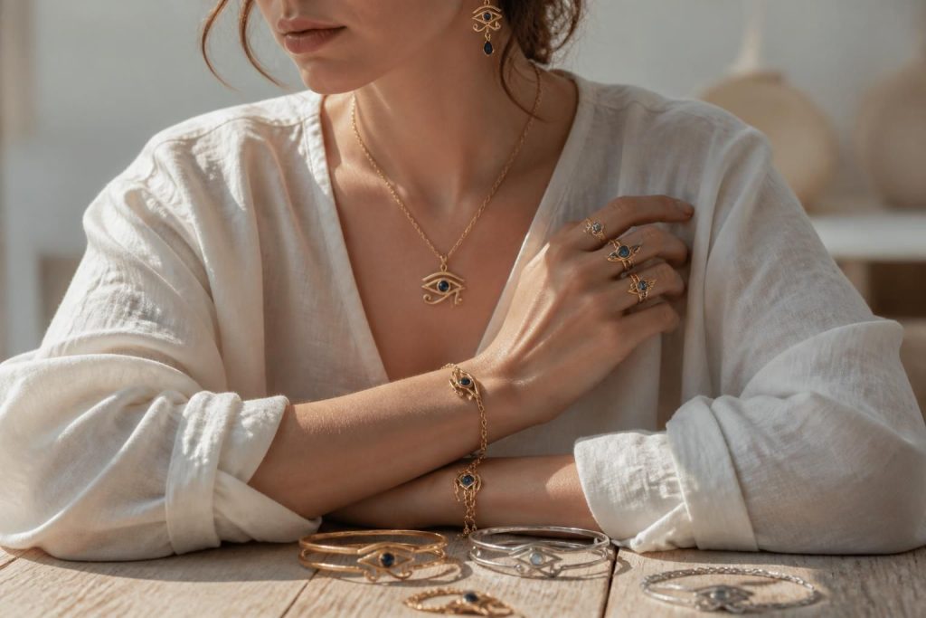 explorez les dernières tendances modernes des bijoux à l'œil d'horus, symbole de protection et de mystère, alliant tradition et design contemporain.