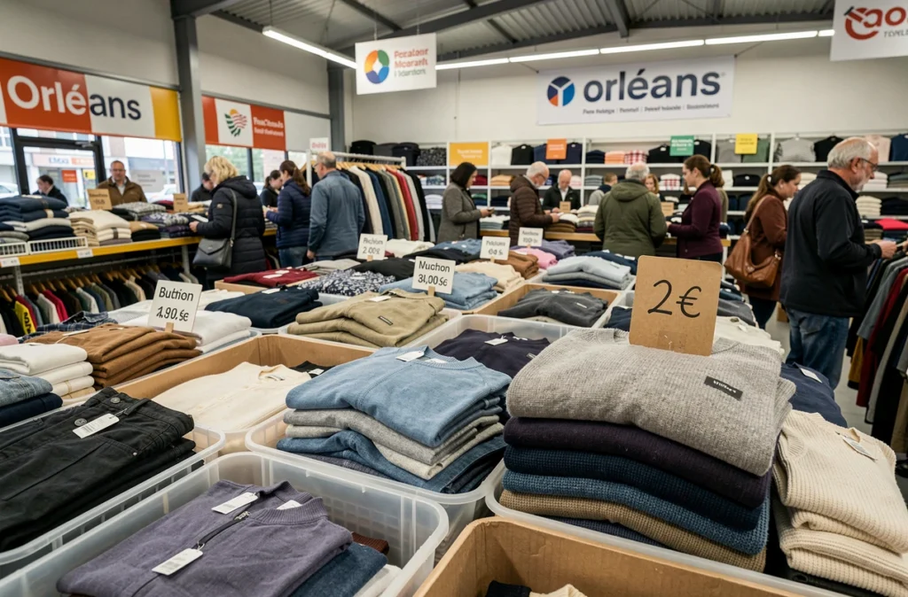 Rayons de vêtements à petit prix avec étiquette 2 euros chez C'est 2 Euros à Orléans